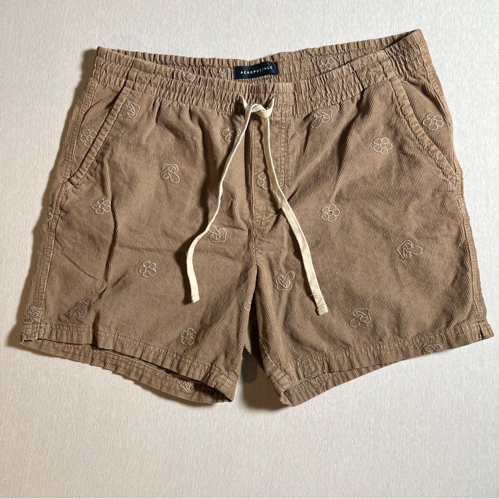 Aeropostale 100% Cotton Malibu Corduroy Mushroom Shorts, Tan Brown, Men’s Large